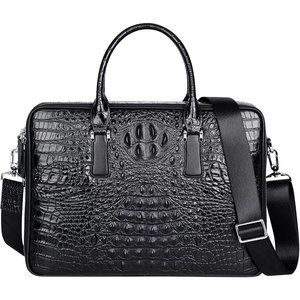 PIJUSHI Crocodile Leather Briefcase for Men Travel Office Leather Laptop Bag